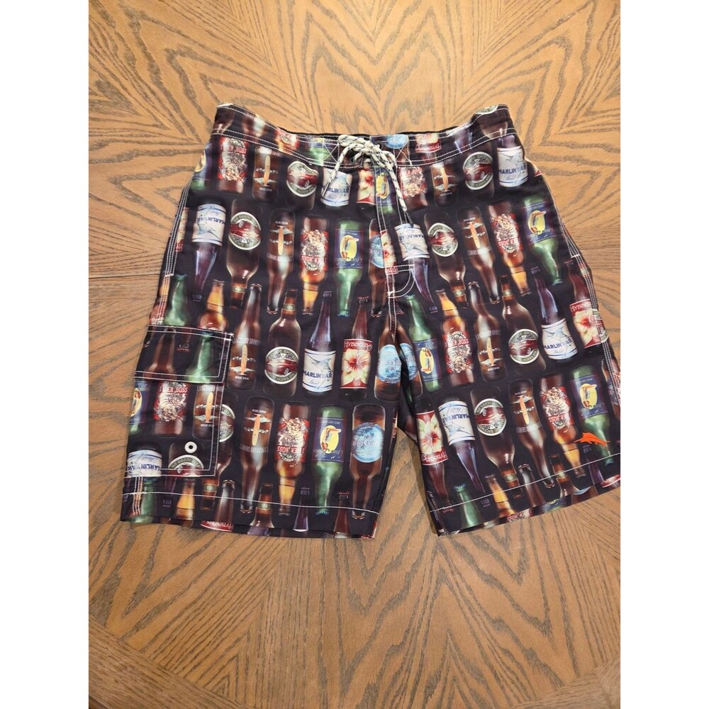 Tommy Bahama Baja 99 Bottles Swim Trunks Men M Cargo Beer Board Shorts Vintage